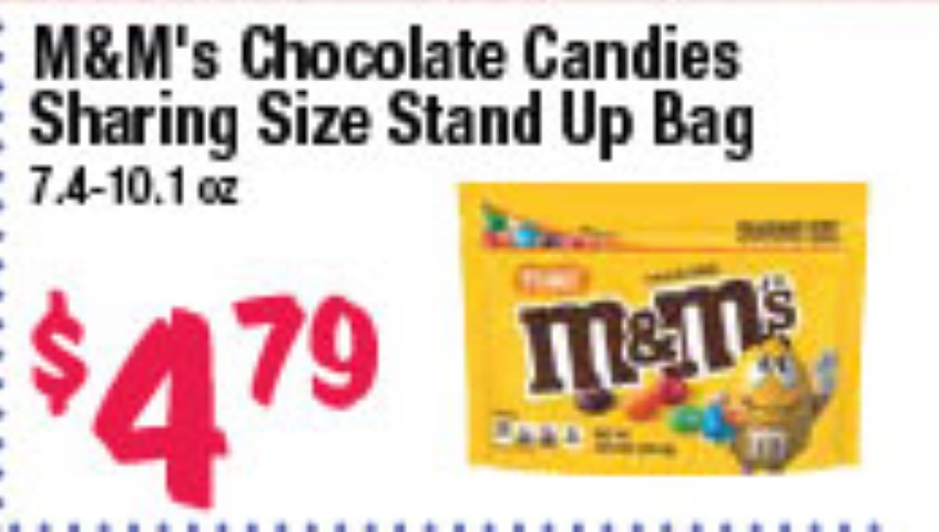 M&M's Chocolate Candies Sharing Size Stand Up Bag