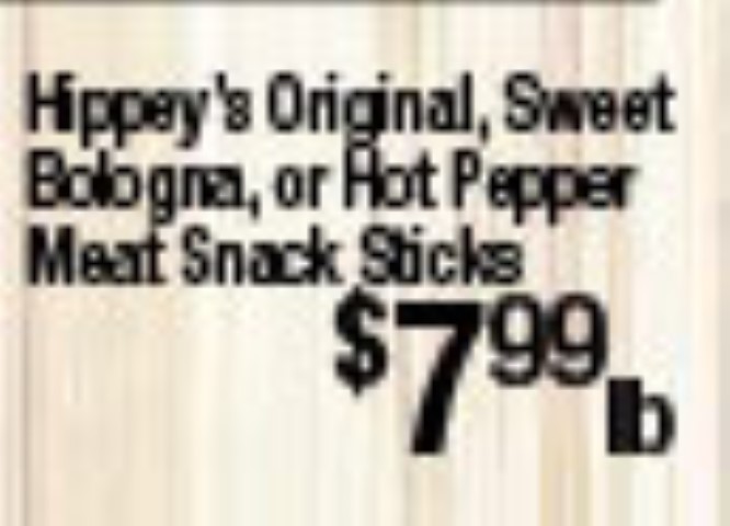 Hippey's Original, Sweet Bologna or Hot Pepper Meat Snack Sticks